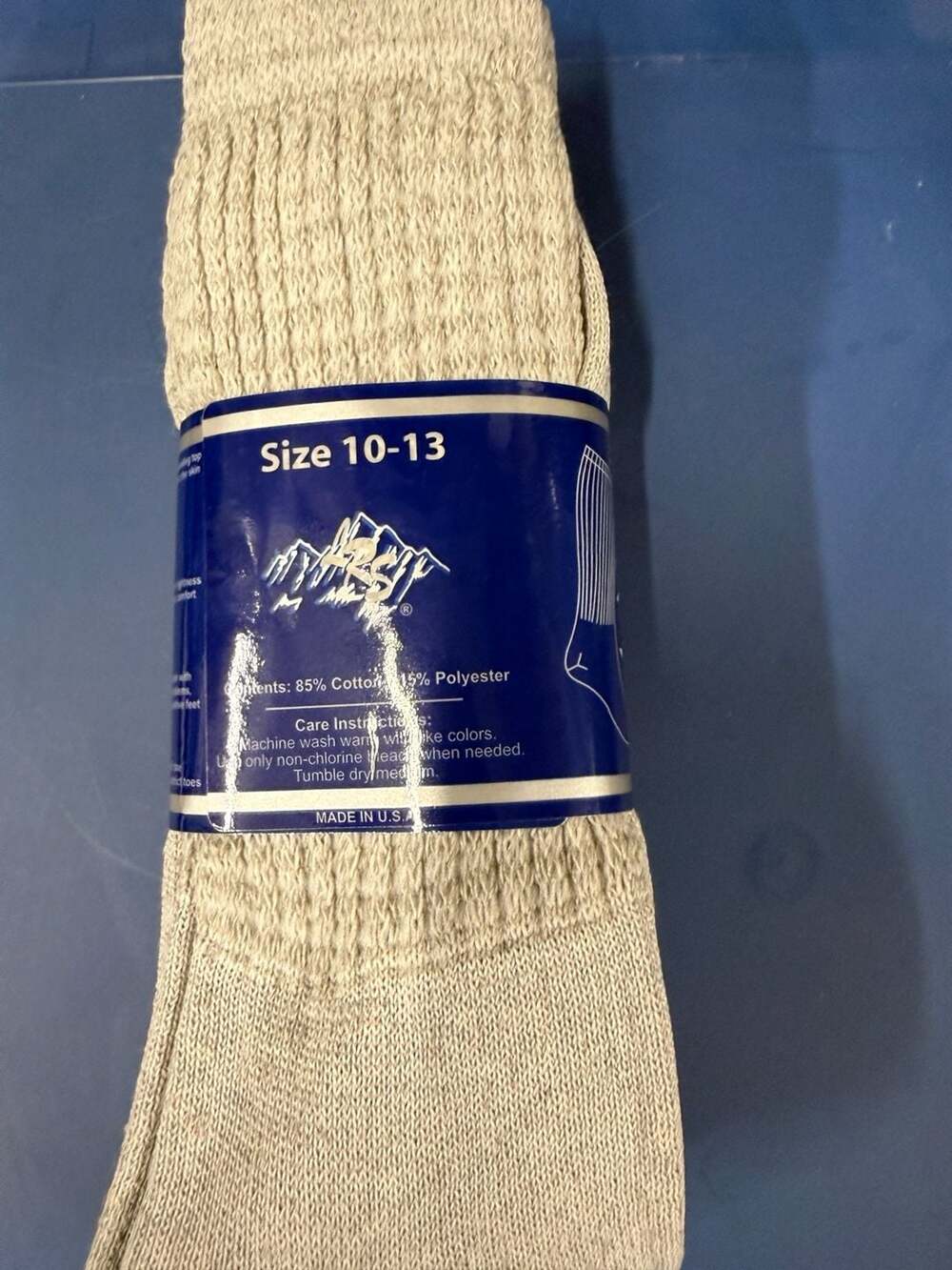 Diabetic Crew Socks Size 10-13 Gray Loose Fit Cotton Made In USA